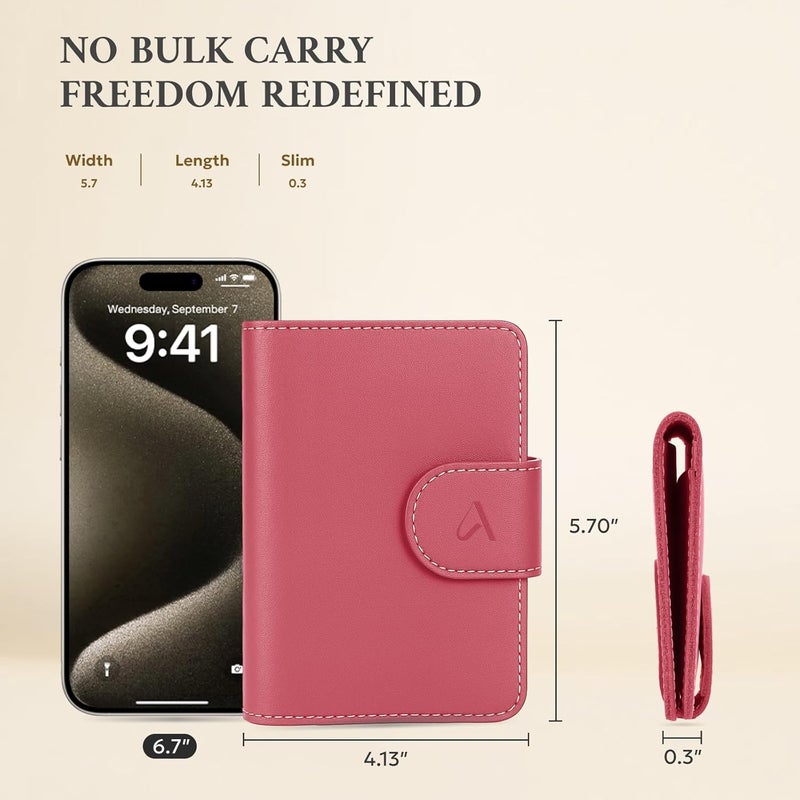 ALLIVE Rfid Passport Holder for Travel Women, Rfid Passport Cover Wallet, Genuine Leather Passport Holder for Travel with AirTag Hidden, Airport Essentials, Travel Gifts (Rose Pink) - Image 5